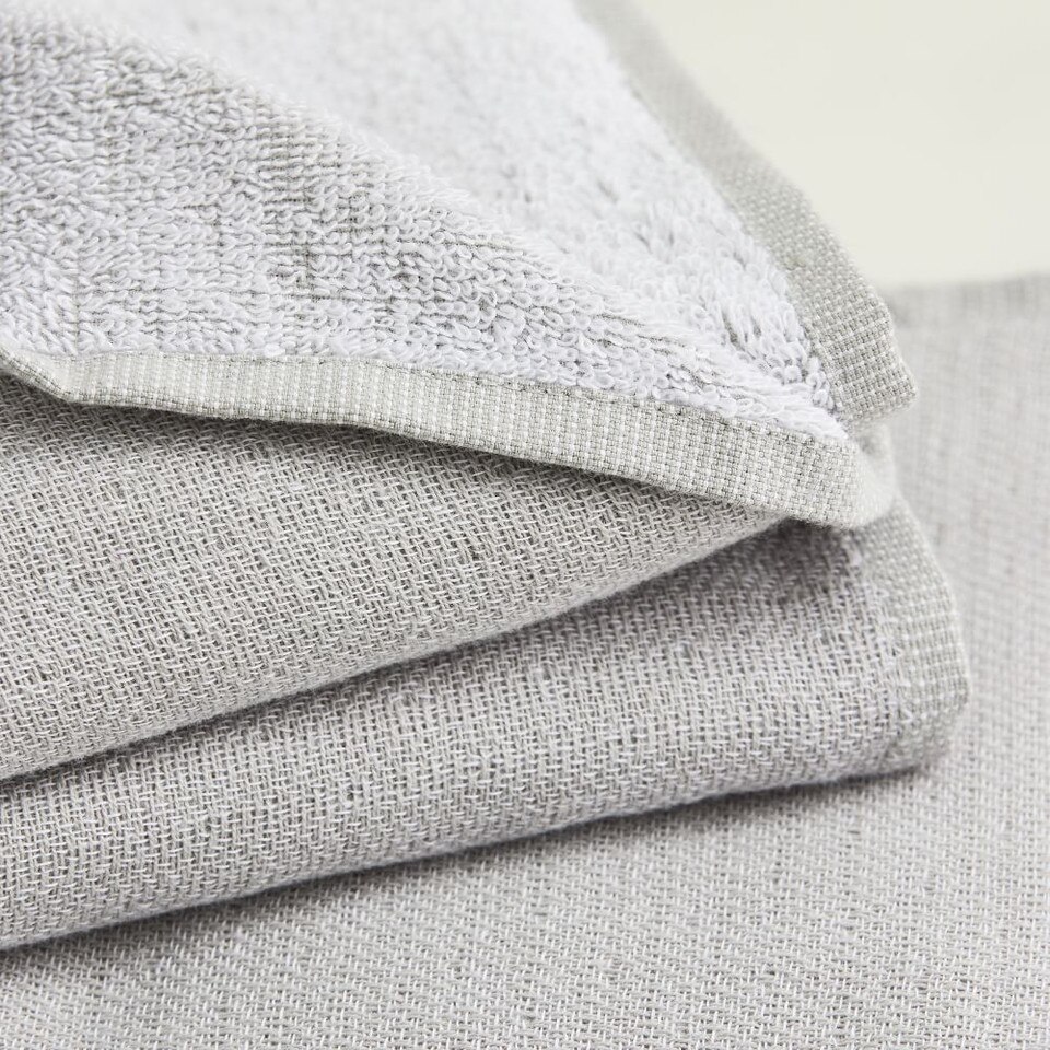 Organic Woven Towel Frost Gray West Elm UK